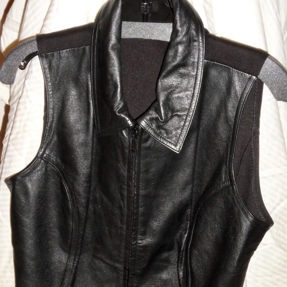 Leather Black Zippered Vest